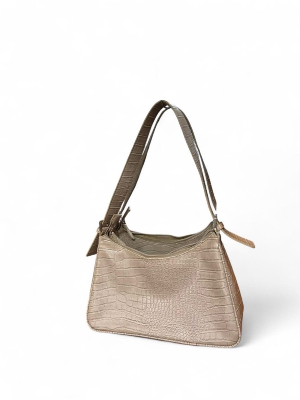 Nine West VTG Croc-Embossed Taupe Shoulder Bag
